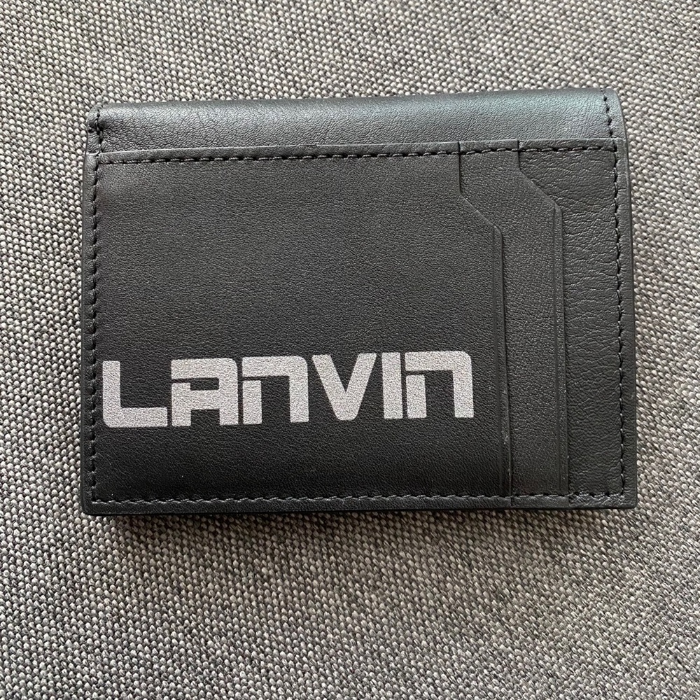 Lanvin | Men Logo Embossed Leather Billfold Wallet Black Unique. BRAND NEW